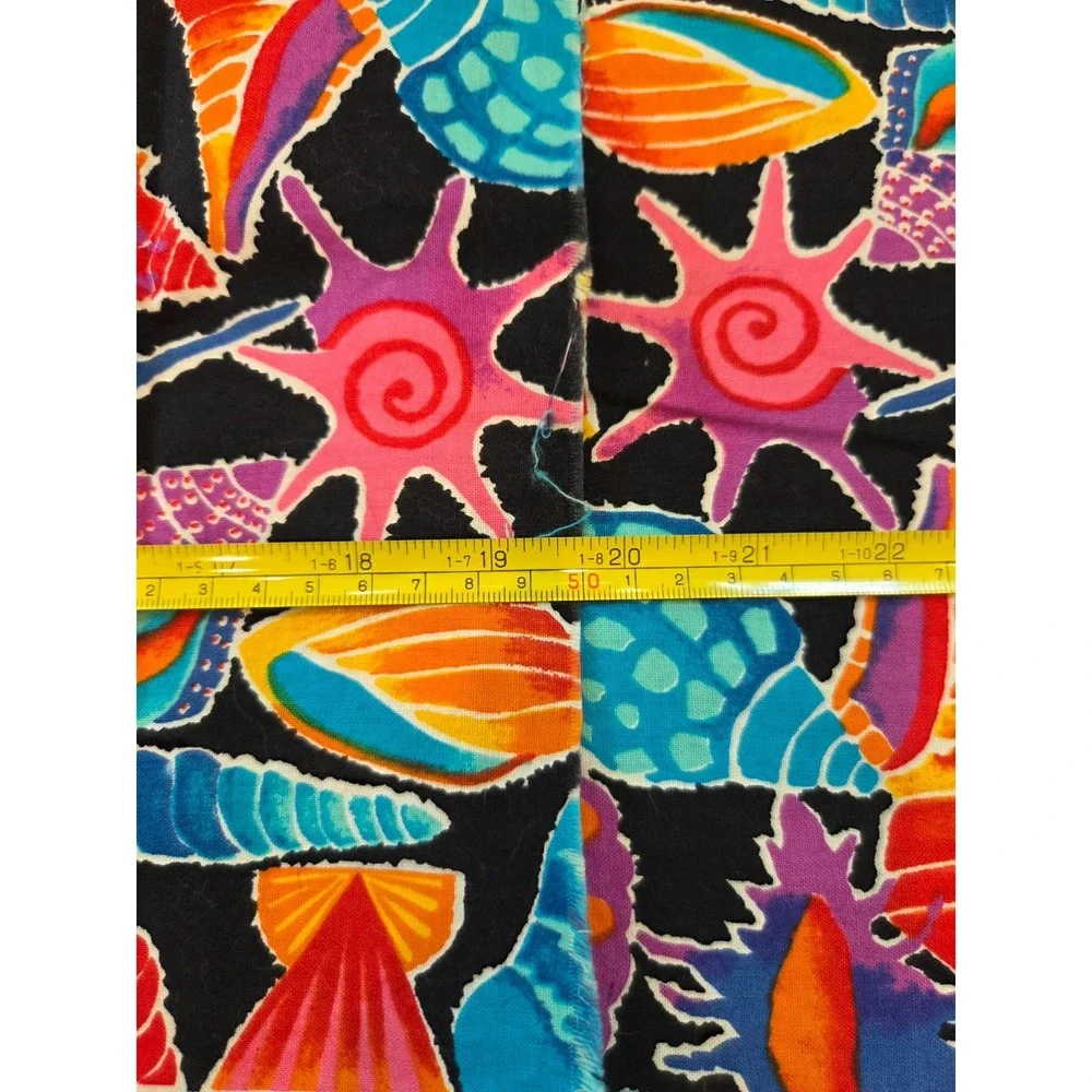 Vintage Hoffman California Colorful Shells Quilting Fabric 1 Yard + Remnants Lot